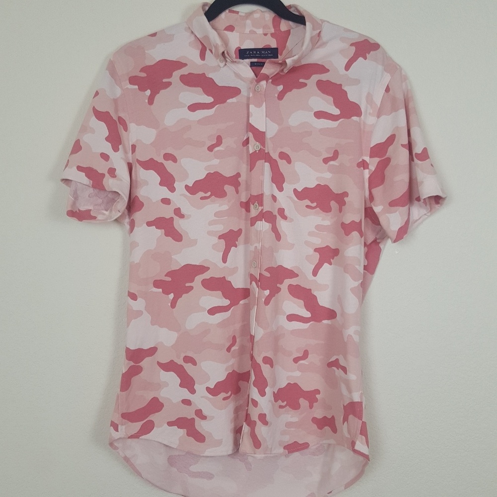 ZARA Mens | Pink Camo Button up